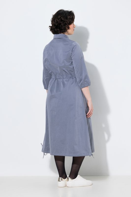 Drawstring Waist 3/4 Sleeve Midi Dress