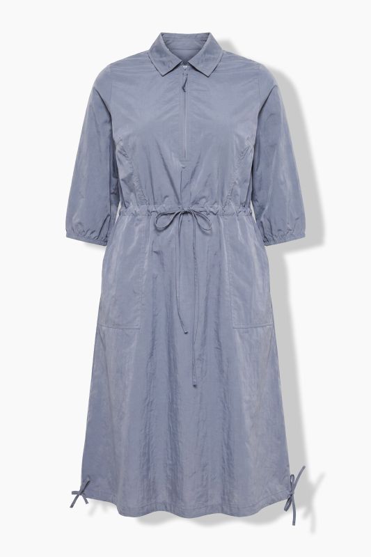 Drawstring Waist 3/4 Sleeve Midi Dress