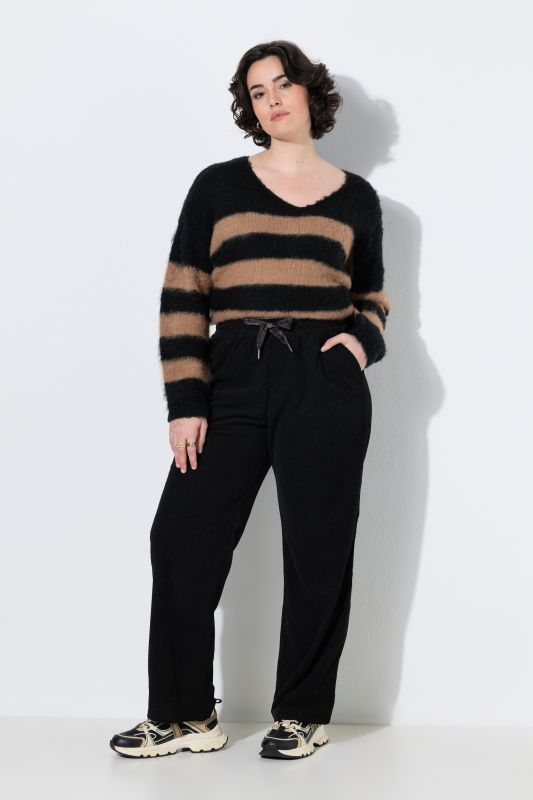 Wide Leg Drawstring Waist Corduroy Pants
