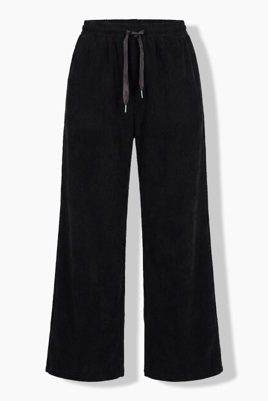 Wide Leg Drawstring Waist Corduroy Pants