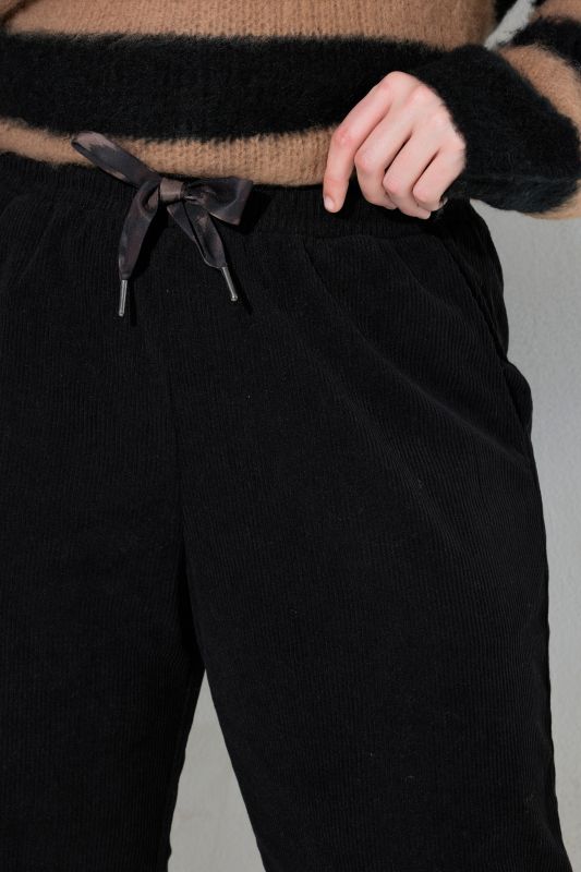 Wide Leg Drawstring Waist Corduroy Pants