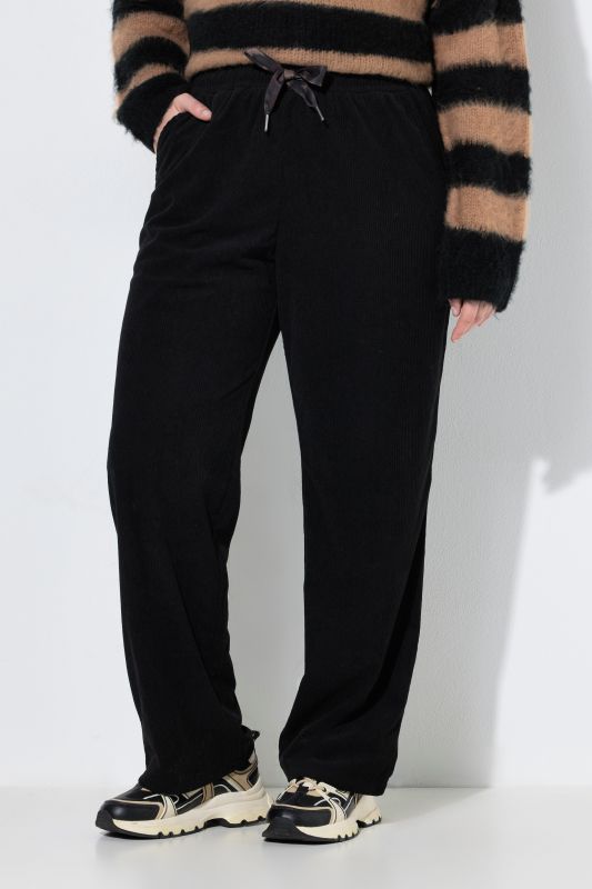 Wide Leg Drawstring Waist Corduroy Pants