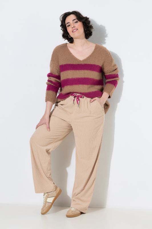 Wide Leg Drawstring Waist Corduroy Pants