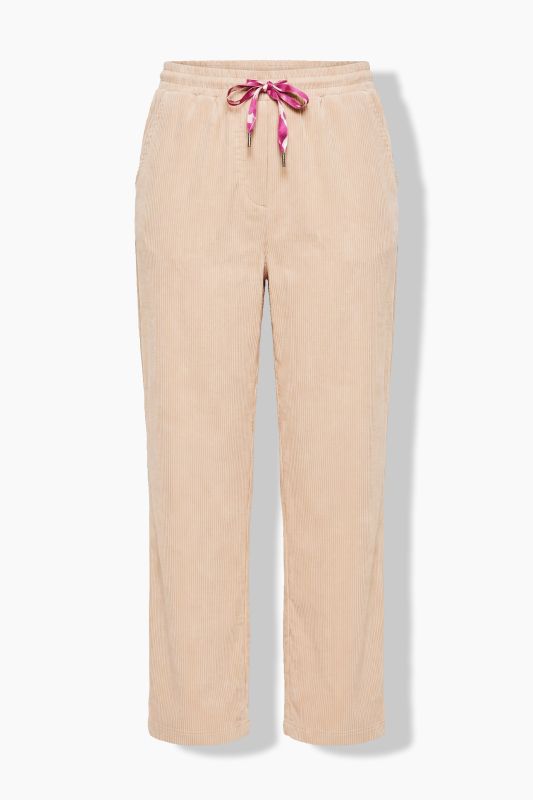 Wide Leg Drawstring Waist Corduroy Pants