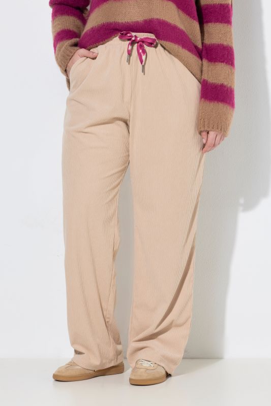 Wide Leg Drawstring Waist Corduroy Pants