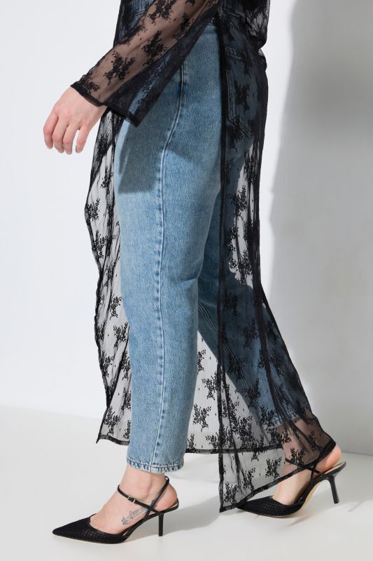 Sheer Lace Long Sleeve Asymmetric Maxi Dress