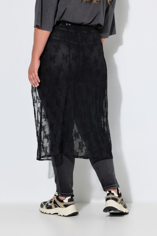 Asymmetric Lace Elastic Waist Wrap Skirt