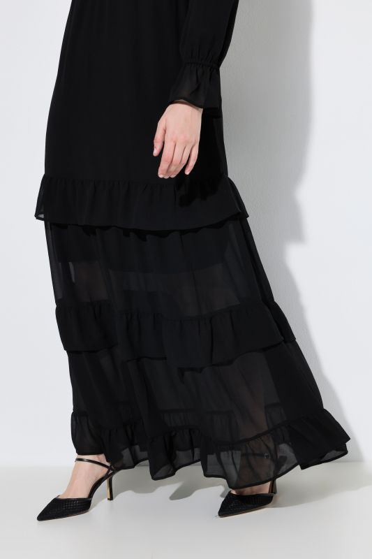 Empire Waist Long Sleeve Tiered Chiffon Maxi Dress