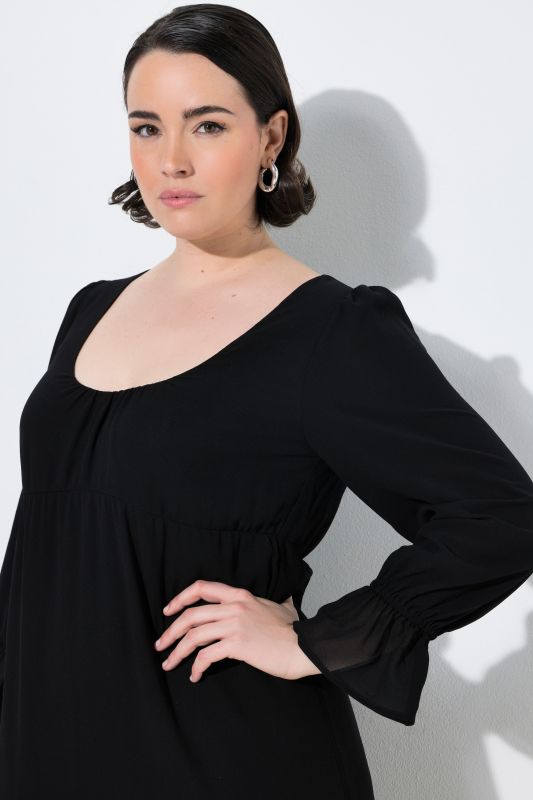 Empire Waist Long Sleeve Tiered Chiffon Maxi Dress