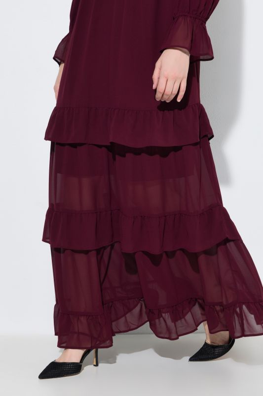 Empire Waist Long Sleeve Tiered Chiffon Maxi Dress