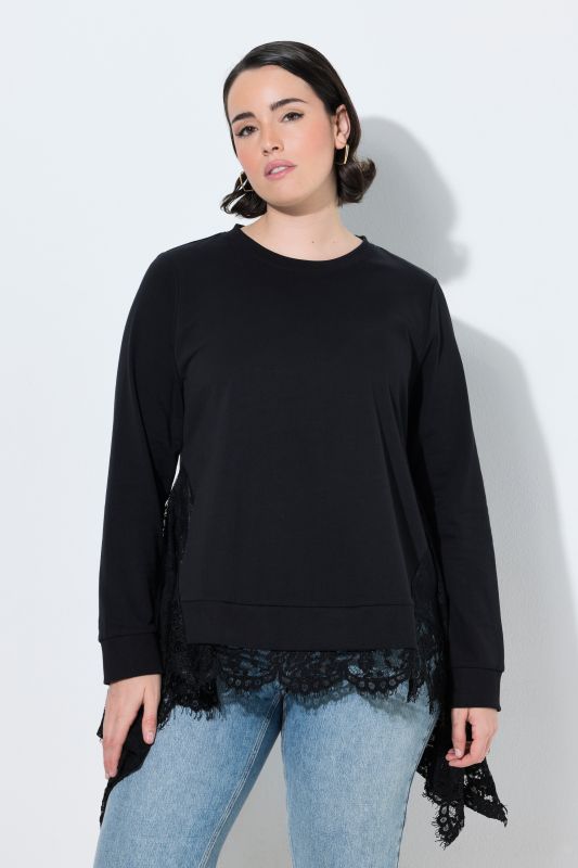 Layered Lace Pointed Hem Sweatshirt