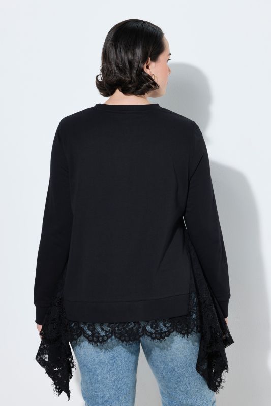 Layered Lace Pointed Hem Sweatshirt