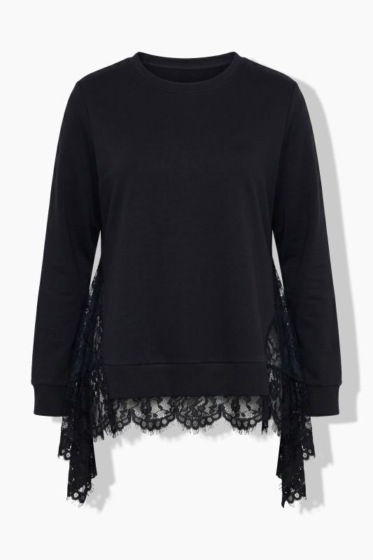 Layered Lace Pointed Hem Sweatshirt