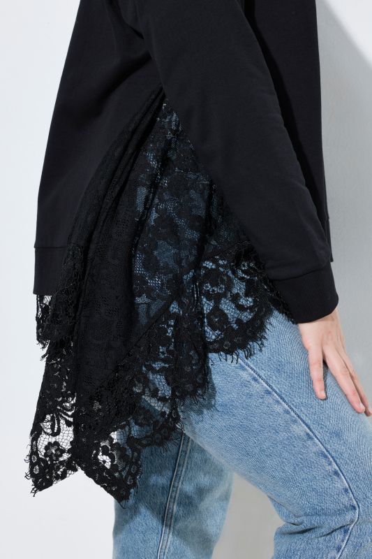 Layered Lace Pointed Hem Sweatshirt