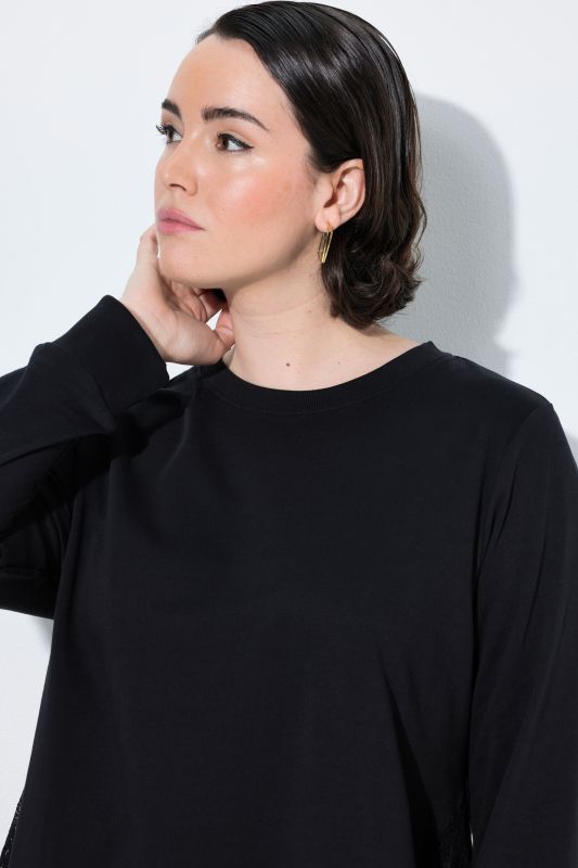 Layered Lace Pointed Hem Sweatshirt