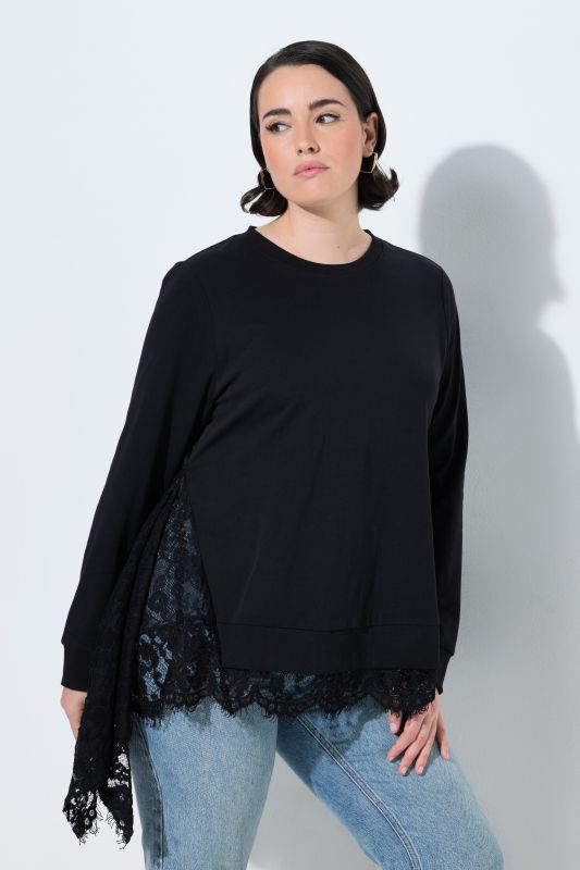 Layered Lace Pointed Hem Sweatshirt