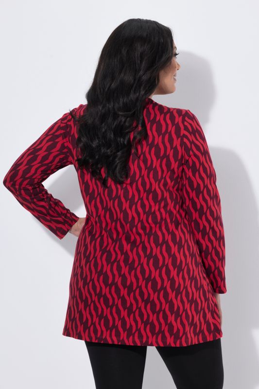 Graphic Print Keyhole Neckline Knit Tunic