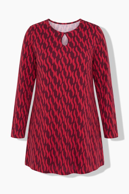 Graphic Print Keyhole Neckline Knit Tunic