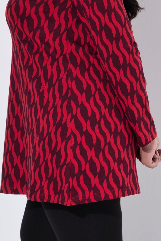 Graphic Print Keyhole Neckline Knit Tunic