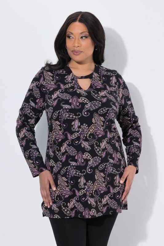 Midnight Paisley Cutout Knit Tunic