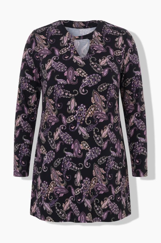 Midnight Paisley Cutout Knit Tunic