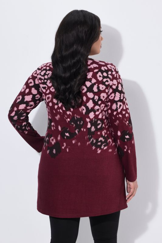 Pink Leopard Print Long Sleeve Knit Tunic