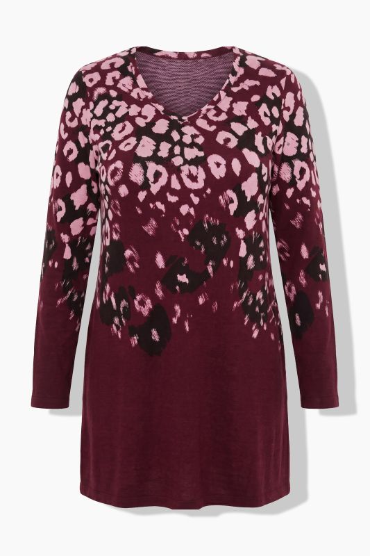 Pink Leopard Print Long Sleeve Knit Tunic