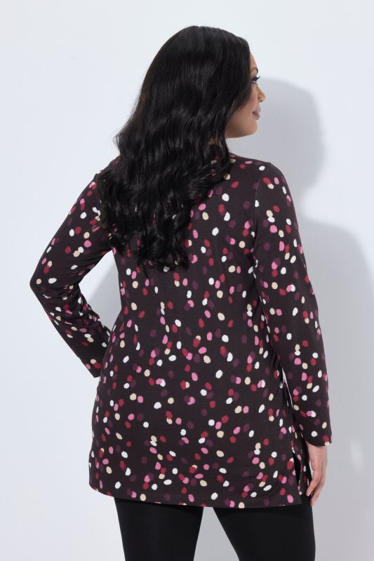 Polka Dot Keyhole Neckline Tunic Tee
