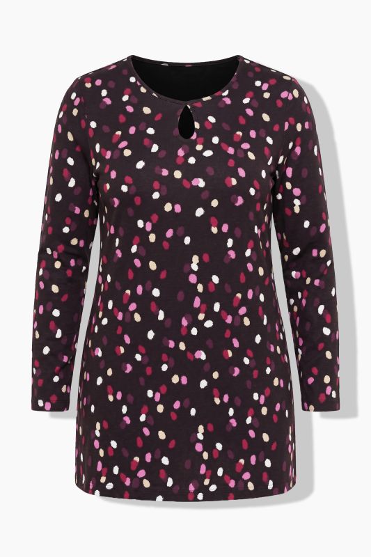 Polka Dot Keyhole Neckline Tunic Tee