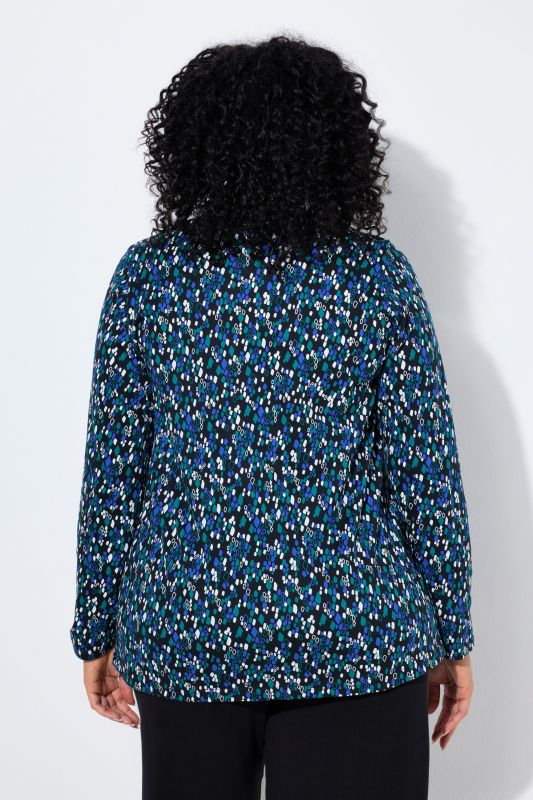 Graphic Polka Dot Long Sleeve V-Neck Tee