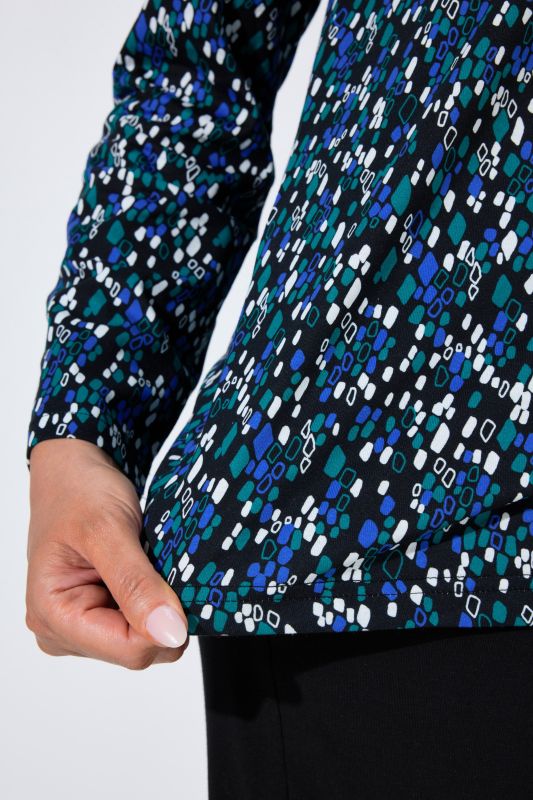Graphic Polka Dot Long Sleeve V-Neck Tee