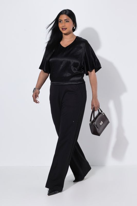 Tonal Rhinestone Elastic Waist Pants