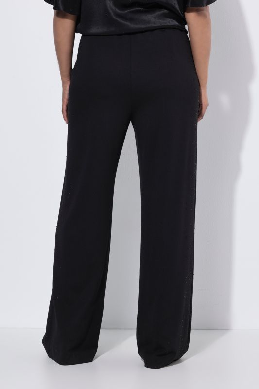 Tonal Rhinestone Elastic Waist Pants