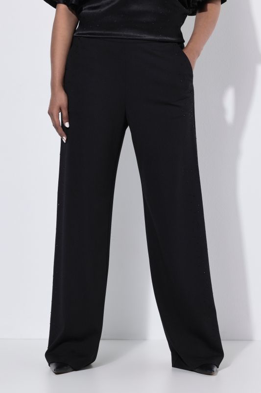 Tonal Rhinestone Elastic Waist Pants