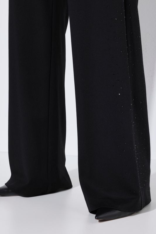 Tonal Rhinestone Elastic Waist Pants