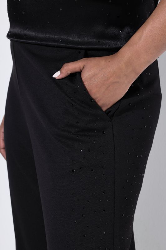 Tonal Rhinestone Elastic Waist Pants