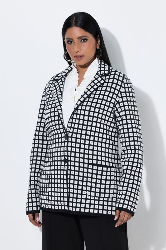 Checkered Knit Blazer