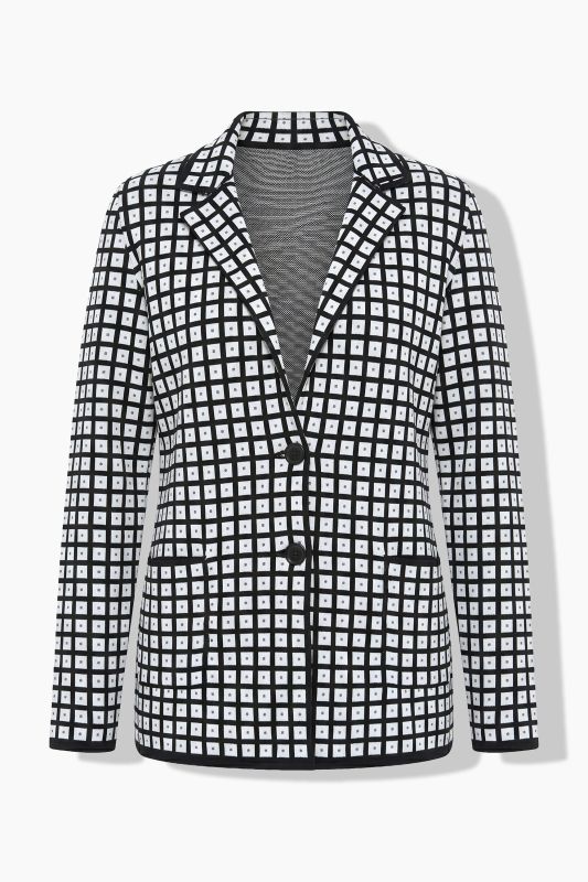 Checkered Knit Blazer