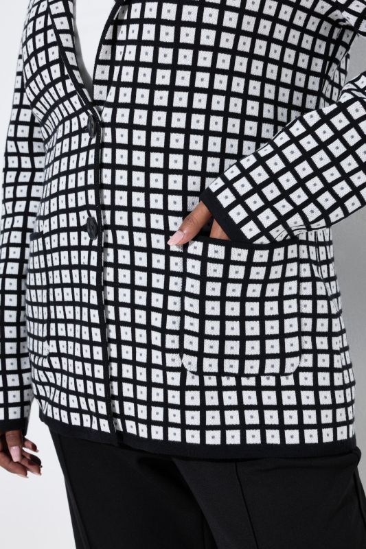 Checkered Knit Blazer