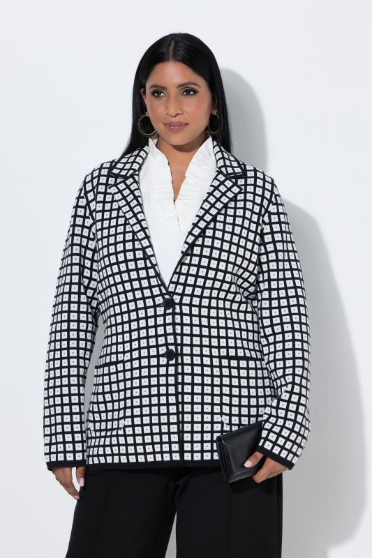 Checkered Knit Blazer