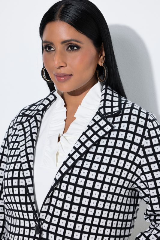 Checkered Knit Blazer