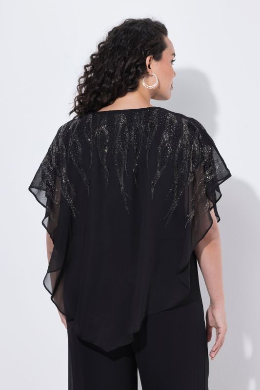 Rhinestone Studded Layered Chiffon Blouse