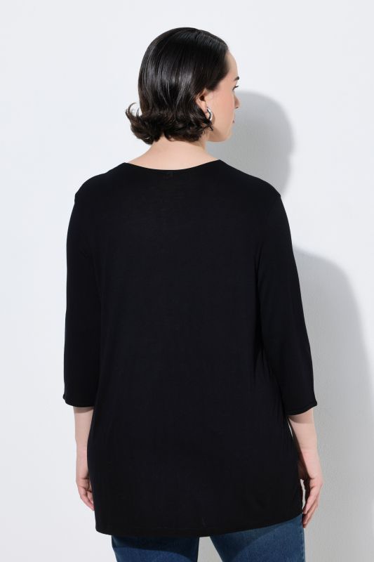Metallic Studded 3/4 Sleeve Tee