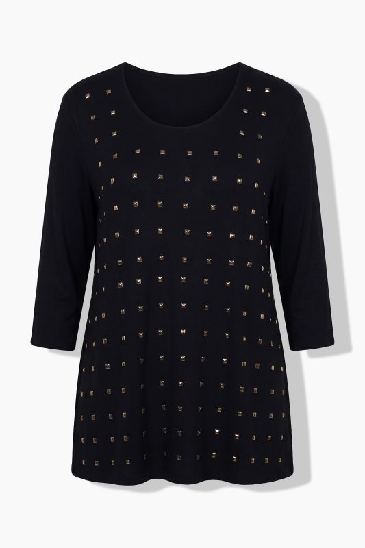 Metallic Studded 3/4 Sleeve Tee