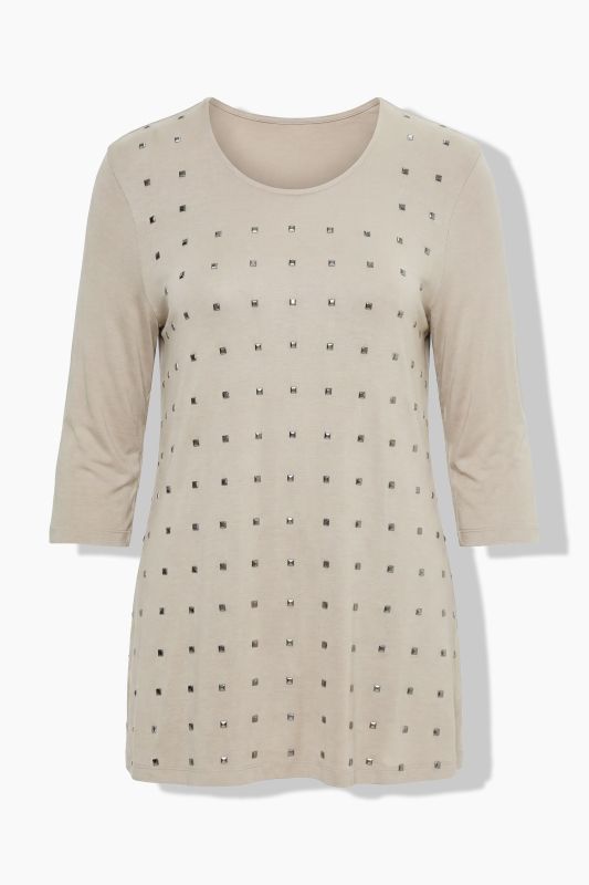 Metallic Studded 3/4 Sleeve Tee