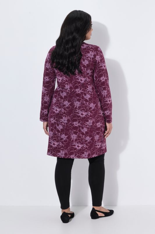 Floral Print V-Neck Pocket Knit Tunic