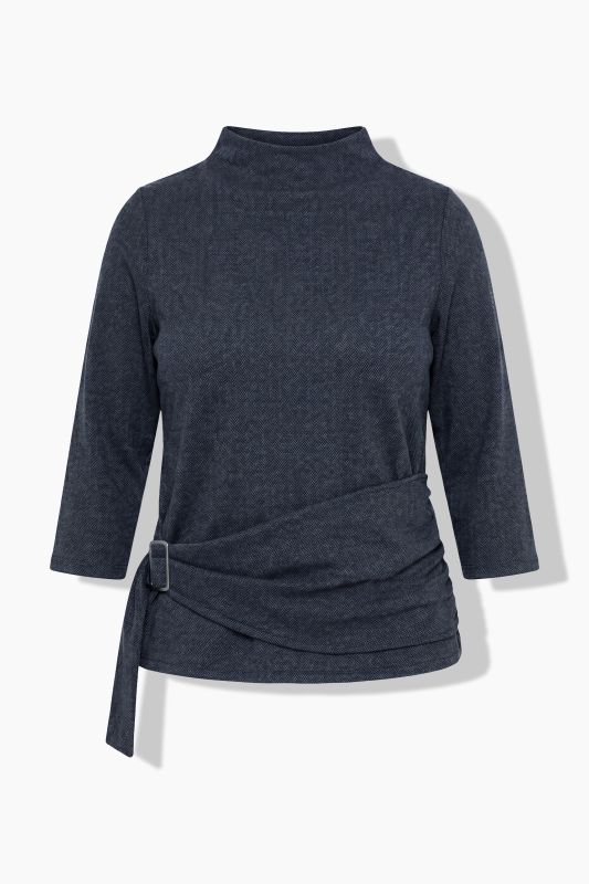 Asymmetric Wrap Belt 3/4 Sleeve T-Shirt Blouse
