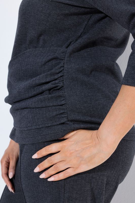 Asymmetric Wrap Belt 3/4 Sleeve T-Shirt Blouse