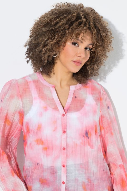 Sheer Tie Dye Chiffon Blouse