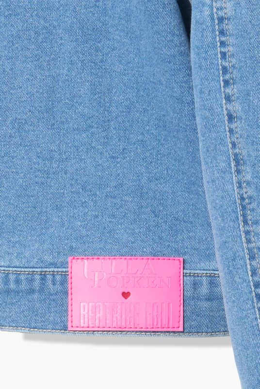 Oversized Off-the-Shoulder Denim Blouse, Long Sleeves